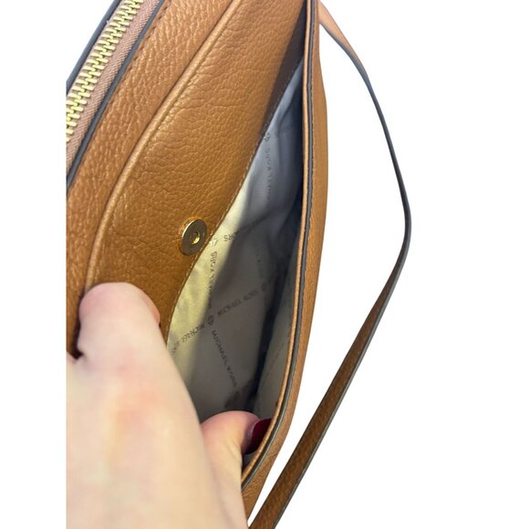 Michael Kors Brown Pebbled Leather Crossbody Bag With Gold Chain Straps - Picture 7 of 10